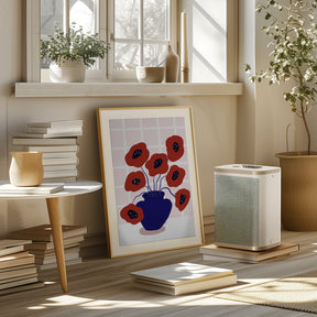 Red Poppies In a Vase Illustration Poster