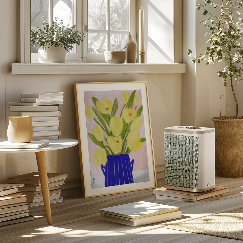 Yellow Tulips In a Vase Poster