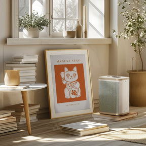 Maneki-neko Cat Orange Poster