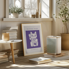 Maneki-neko Cat Purple Poster