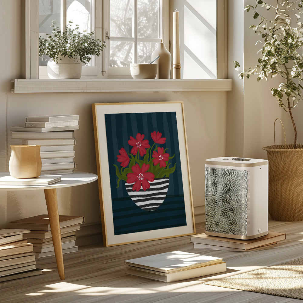 Striped Vase Poster