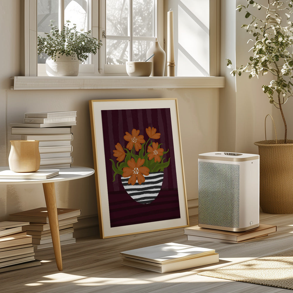 Striped Vase Poster