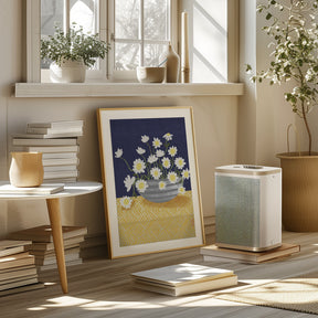 Daisy Bowl In Bloom Illustration Art Poster