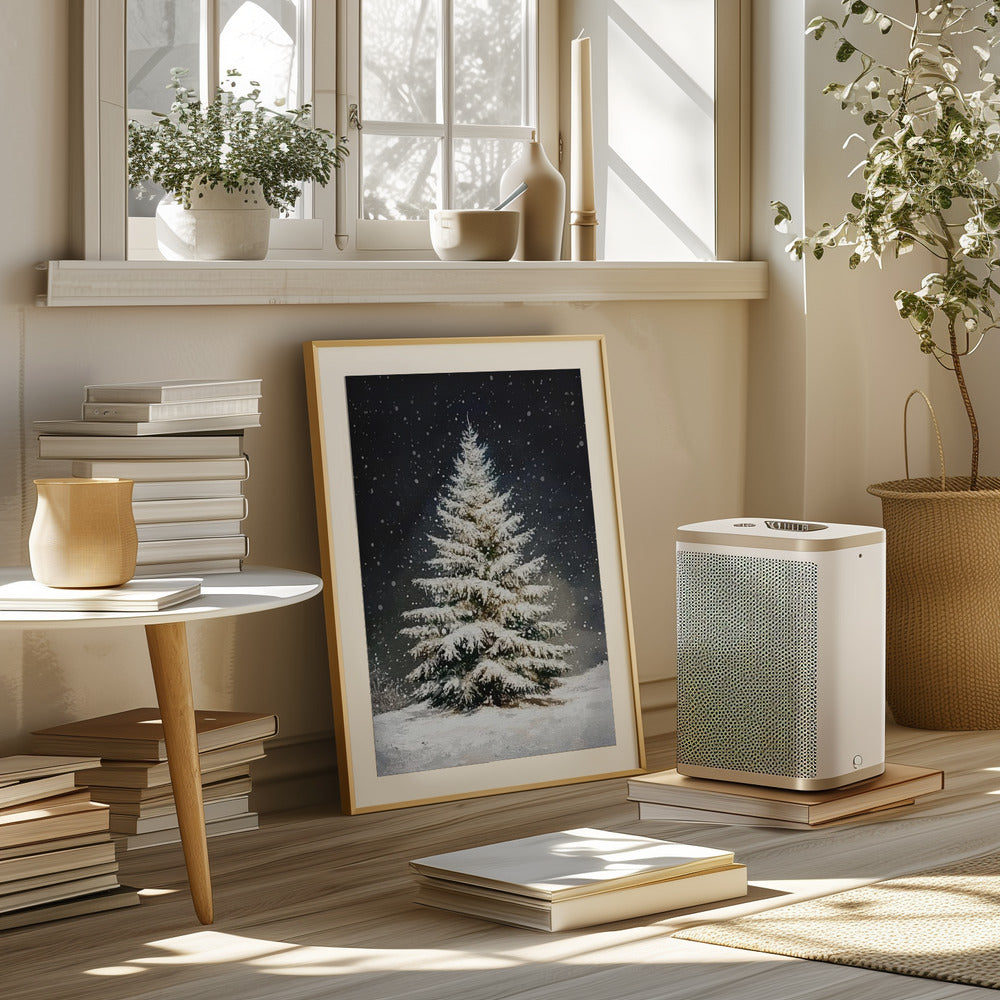 Snowfall Christmas Tree Poster