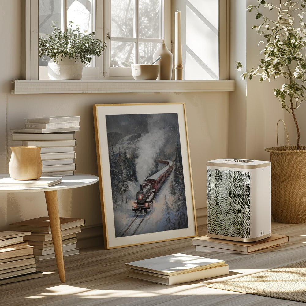 Snowfall Steam Train Poster