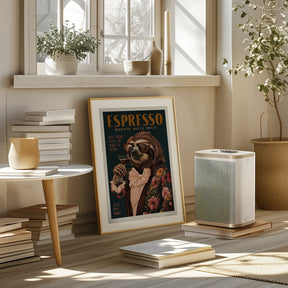 Art Deco Espresso Martini Drinking Sloth Poster