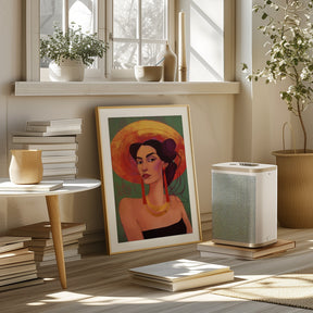 Mexican lady in sombrero Poster