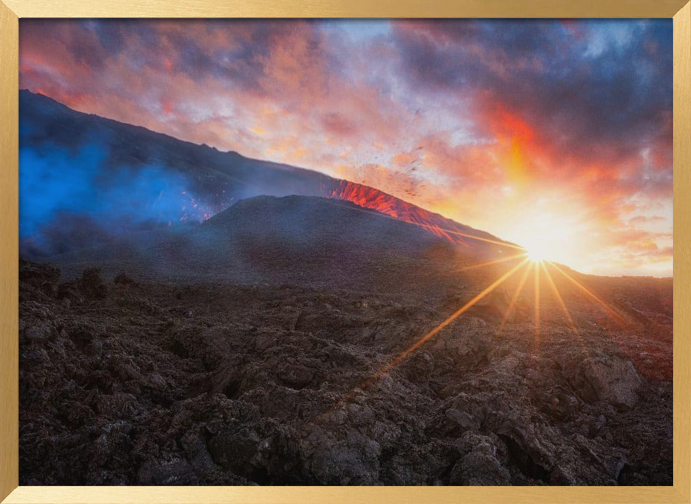 Volcano Sunrise Poster