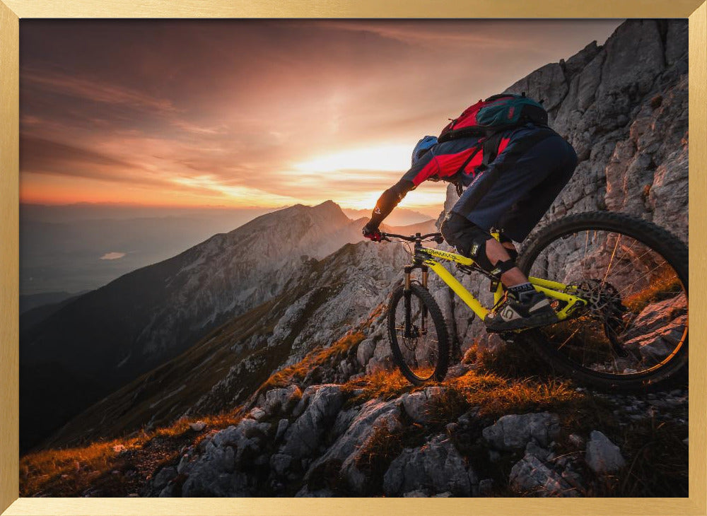 Golden hour high alpine ride Poster