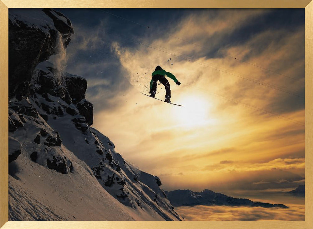 Sunset Snowboarding Poster