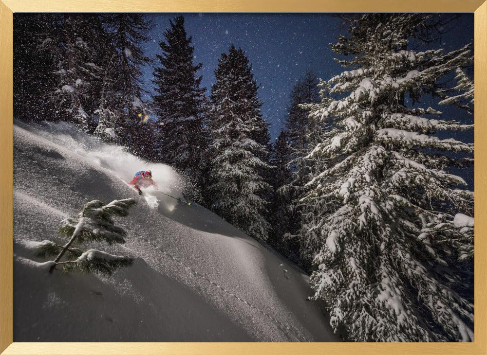 Night Powder turns with Adrien Coirier Poster