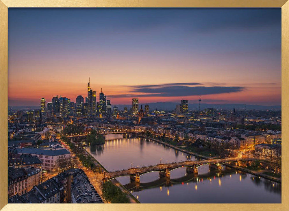 Frankfurt Skyline at sunset Poster