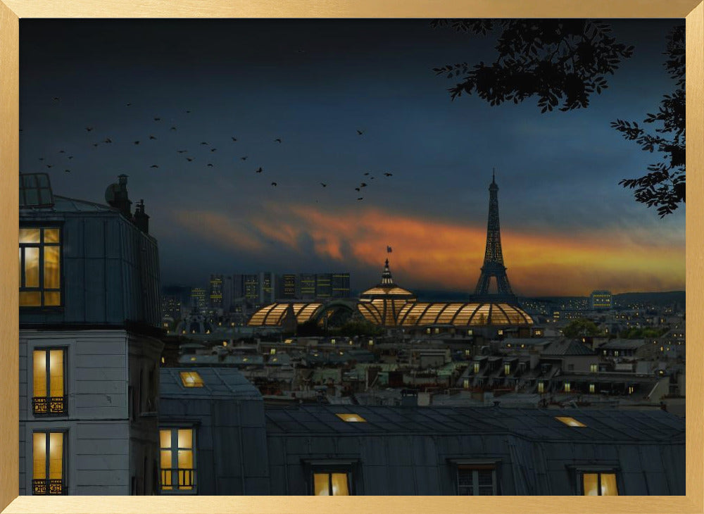 roofs of Paris at blue hour Poster