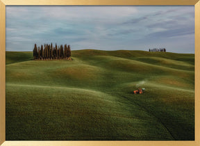 Busy tractor in Val d'Orcia Poster