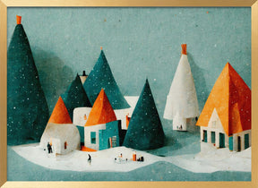 Cute Paper Village Poster