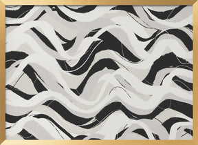 White Black Waves Pattern Square Poster