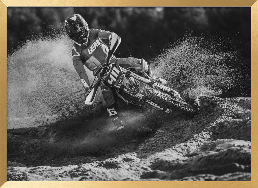 Motocross Black And White Poster