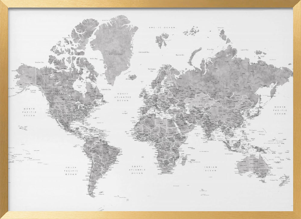 Detailed world map with cities, Jimmy Poster