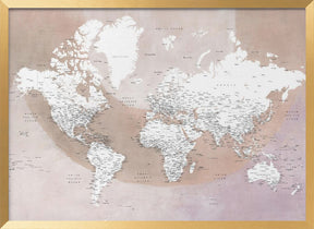 Detailed world map with cities Qawi Poster