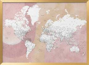 Detailed world map with cities Mizn Poster