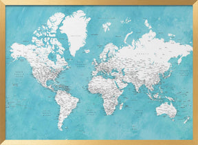 Detailed world map with cities Idrak Poster