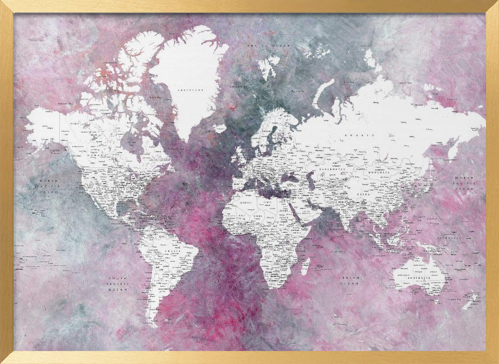 Detailed world map with cities Taliessa Poster