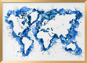 Blue strokes world map Poster