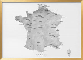 Gray map of France Poster