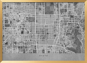 Gray map of Kyoto Poster