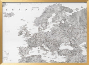 Gray watercolor Europe map Poster