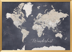 Wanderlust world map Glyn Poster