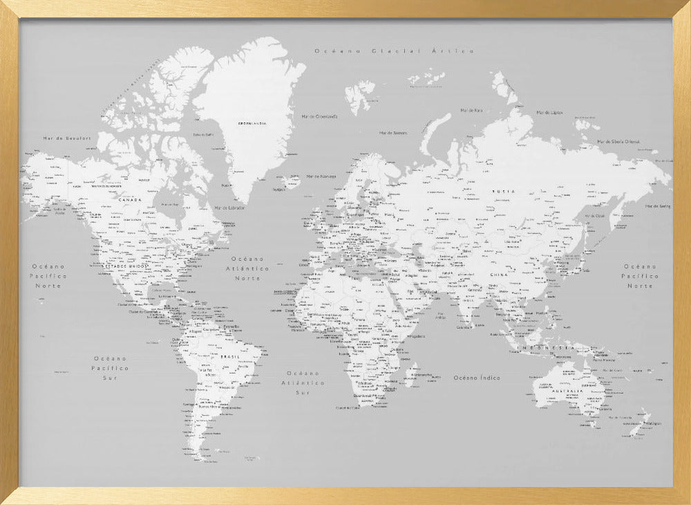 Hart world map in Spanish Poster