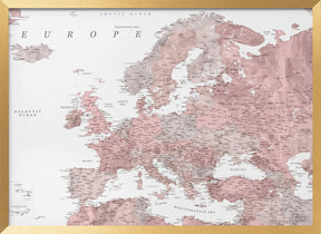 Piper detailed map of Europe Poster