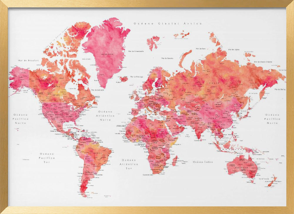 Tatiana world map in Spanish Poster