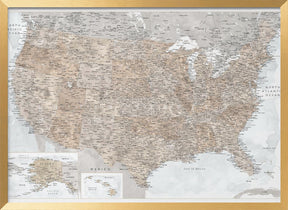 Highly detailed map of the United States, Calista Poster