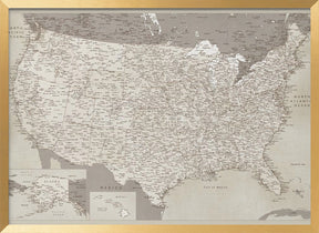 Highly detailed map of the United States, Gentry Poster