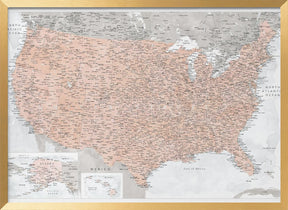 Highly detailed map of the United States, Lynette Poster