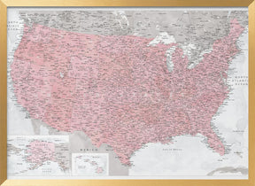 Highly detailed map of the United States, Gopi Poster