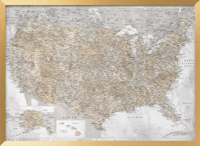 Highly detailed map of the United States, Kacia Poster