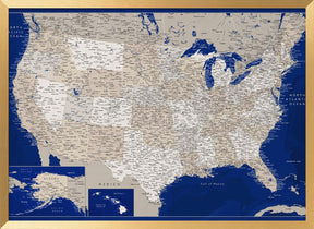 Highly detailed map of the United States, Kameryn Poster