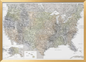 Highly detailed map of the United States, Habiki Poster