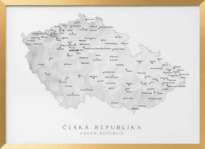 Gray watercolor map of the Czech Republic Poster