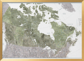 Detailed map of Canada in green watercolor, Helo Poster