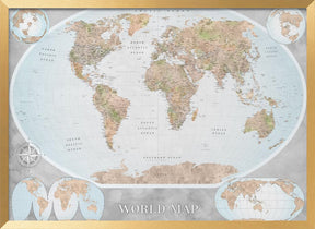 Classic world map in watercolor, Therese Poster