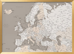 High detail map of Europe in neutrals Poster