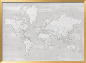 Detailed world map with cities, Maeli neutral Poster