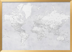 Detailed world map with cities, Siv Poster