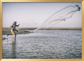 Fisherman with net Poster