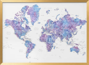 Detailed world map with cities, Raul Poster