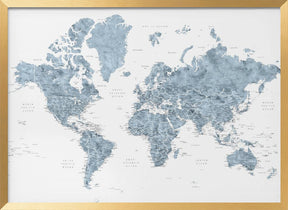 Detailed world map with cities, Ninian Poster